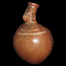 Hominoid orange ware terracotta vessel